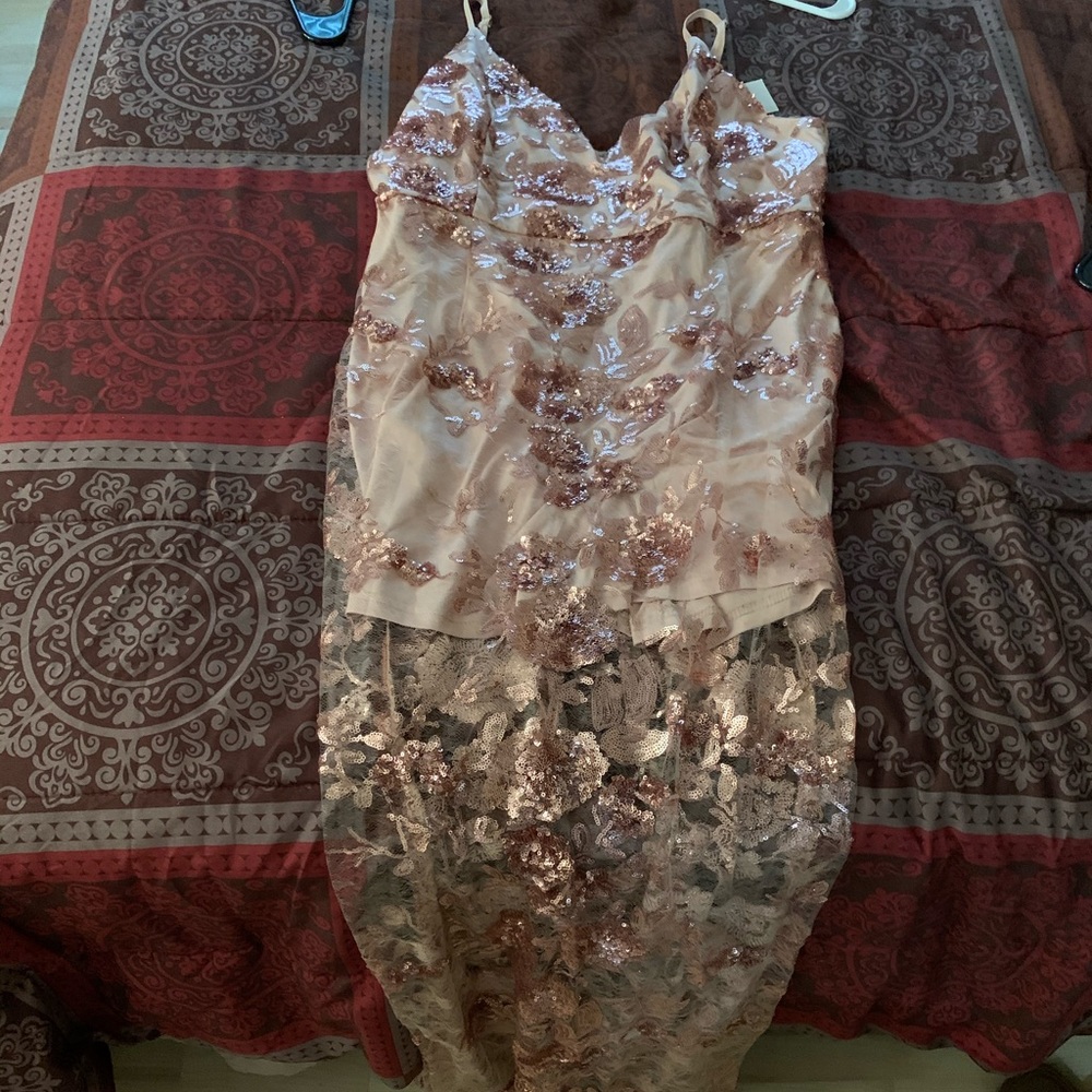 Sequin dress rose gold